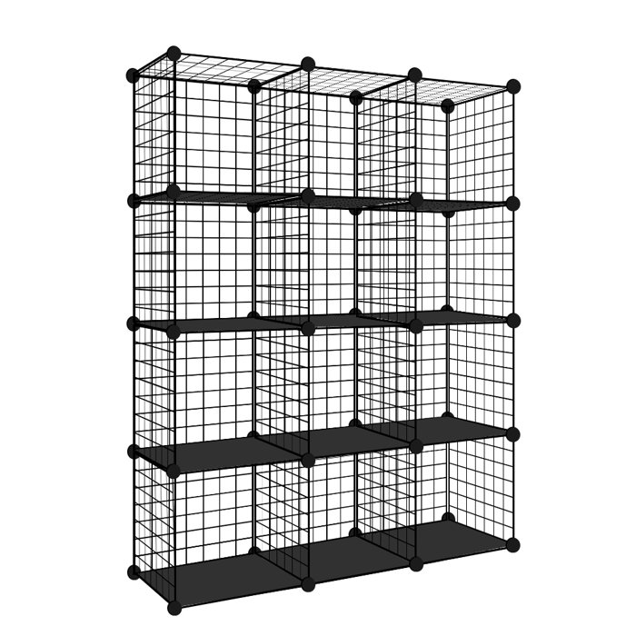 Rebrilliant Metal Grid Cube Bookcase Wire Cube Storage Shelves (12pcs